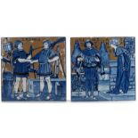 A pair of Copeland Aesthetic Movement tiles, Shakespeare series
