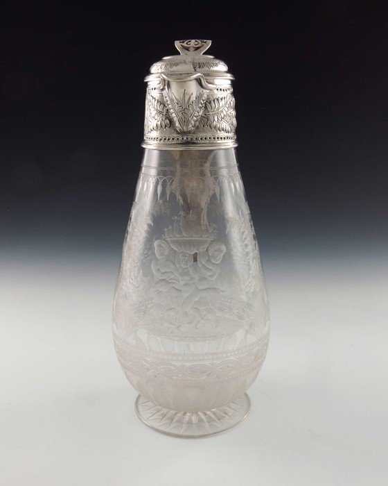 A Victorian silver and etched glass claret jug, W and G Sissons, Sheffield 1873 - Image 4 of 9