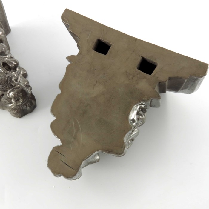 A pair of 19th Century stoneware, silver lustre and drabware wall brackets - Image 2 of 3