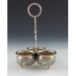 An Edwardian silver condiment holder, JE, London 1910, 3.4ozt