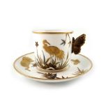 James Hadley for Royal Worcester, an Aesthetic Movement Japanesque cup and saucer