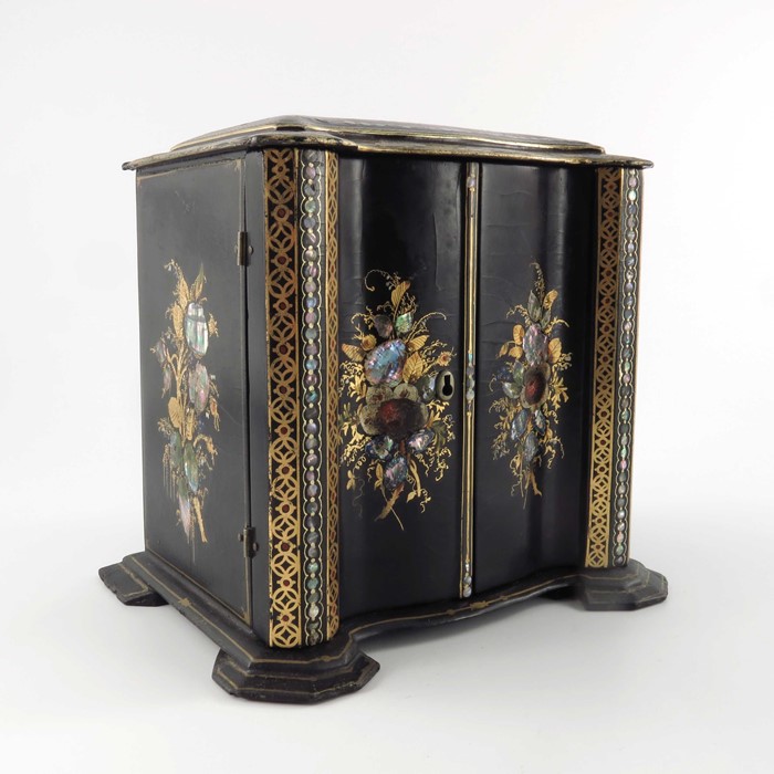 A Victorian papier mache lacquered cabinet - Image 2 of 6