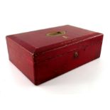 A George V red leather government despatch box, gilt embossed crowned GRV Royal cipher to lid and in