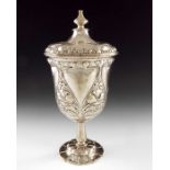 Katherine Coggin for Liberty and Co., an Arts and Crafts silver cup and cover, Birmingham 1899