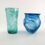 Hartley Wood, two Art Deco marbled glass vases