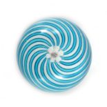 Clichy, swirl paperweight, central red and white cog cane within blue and white radiating spiral sta