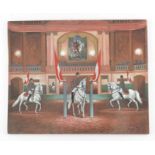 A Vienna style Continental porcelain plaque of the Spanish Riding School, Hofburg Palace
