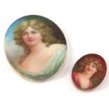 Leslie Johnson for Royal Doulton, a portrait plaque and brooch