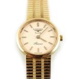 Longines, a lady's 9ct gold Presence bracelet watch