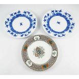 Christopher Dresser for Minton, a pair of Japanese Crane blue and white dinner plates