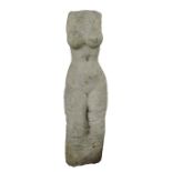 A 19th century carved limestone sculpture of a woman's torso, in the classical style, 105cm high