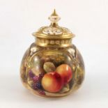 J Skerrett for Royal Worcester, a pot pourri vase and cover, circa 1970, fallen fruit