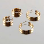 Two pairs of 9ct gold hoop earrings