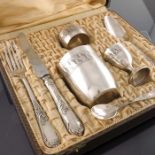 A French silver plated christening set, Ravinet and Cie, circa 1900