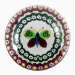 Paul Ysart, millefiori floating butterfly, with copper aventurine spots on wings and millefiori garl