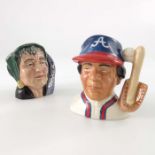 Royal Doulton miniature prototype character jug, Baseball Player, Atlanta Braves