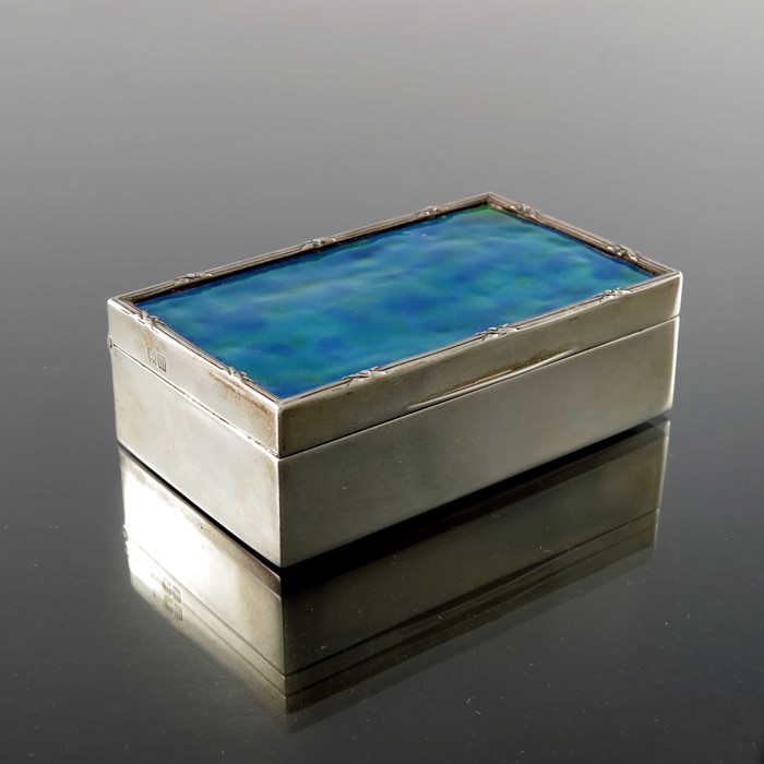 An Arts and Crafts silver and enamelled box, Frederick Courthope, London 1907