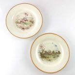 Emile Lessore for Wedgwood, a pair of creamware fables plates