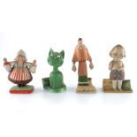 Four Schafer and Vater novelty bisque nodding figures and match holders