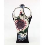 Sian Leeper for Cobridge Pottery, a twin handled vase decorated with chrysanthemums