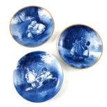 Three Royal Doulton blue children plates