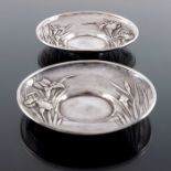 A pair of Japanese silver saucers, Samurai Shokai, Yokohama