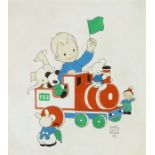 Mabel Lucie Attwell (1879-1964), The Toy Train, watercolour, signed, 33cm x 29cm, framed