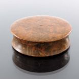 An early 19th century burr olive wood and tortoiseshell snuff box