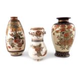 Three Japanese Satsuma vases, Meiji
