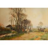 Henry Charles Fox (1855-1929), Returning From the Fields, watercolour, signed and dated 1904, 35cm x