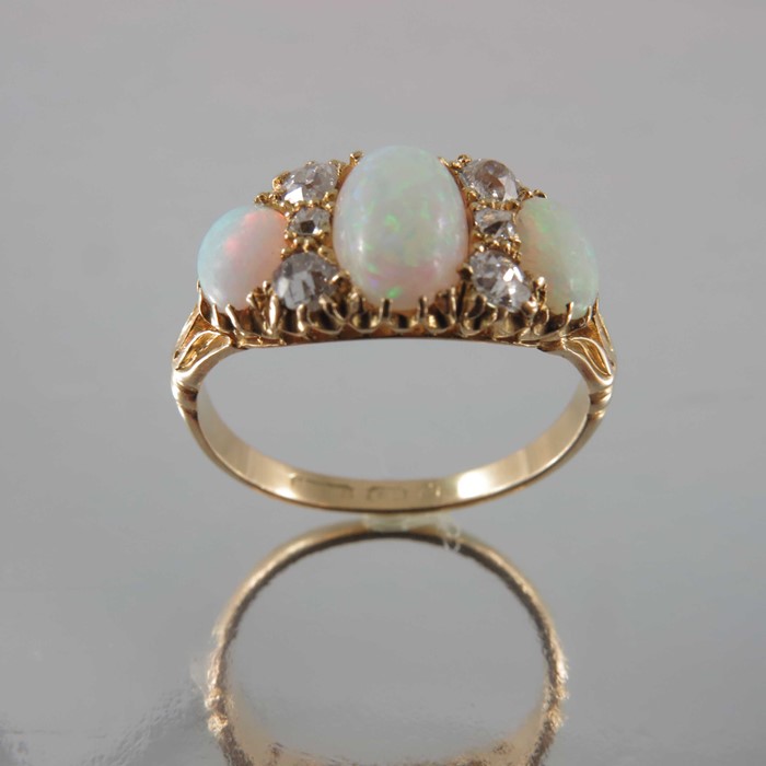 A late Victorian 18ct gold opal and diamond dress ring - Image 2 of 4
