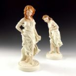 James Hadley for Royal Worcester, a pair of Wind figures
