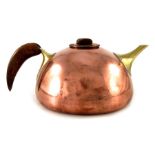 Karl Hagenauer, an Austrian copper, brass and hardwood teapot and jug