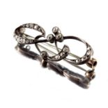 A late Victorian silver and gold, diamond foliate brooch