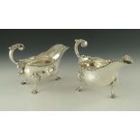 A pair of George III silver sauce boats, William Skeen, London 1770