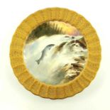 J Birbeck for Cauldon, a painted plate, Salmon Leaping