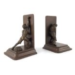 Lopienski Brothers, a pair of early 20th century bronze figural bookends
