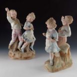 Two Gebruder Heubach bisque figure groups of children playing