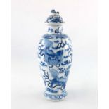 A Chinese blue and white vase and cover