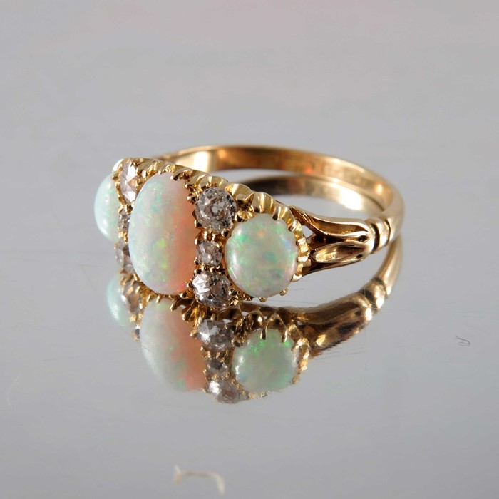 A late Victorian 18ct gold opal and diamond dress ring - Image 3 of 4