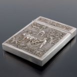 An Indian white metal card case, 19th century