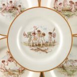Emile Lessore for Wedgwood, a set of six creamware Putti plates