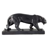 Fernand Vago Weiss, Panther, an Art Deco black glazed ceramic figure