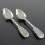 A pair of George III Irish silver dessert spoons, James Brady, Dublin 1827