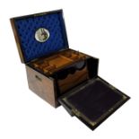 A 19th century walnut stationery box or travelling desk