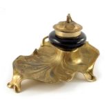 Orivit, a Jugendstil gilt metal and glass inkwell