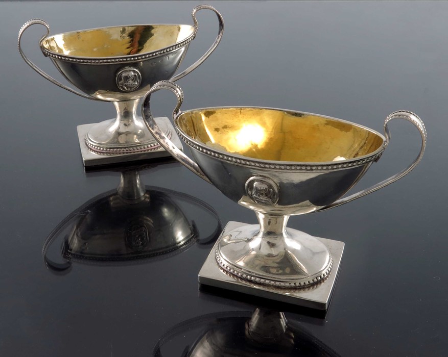 A pair of 18th century Swedish silver salt cellars, IWZ, Stockholm circa 1769