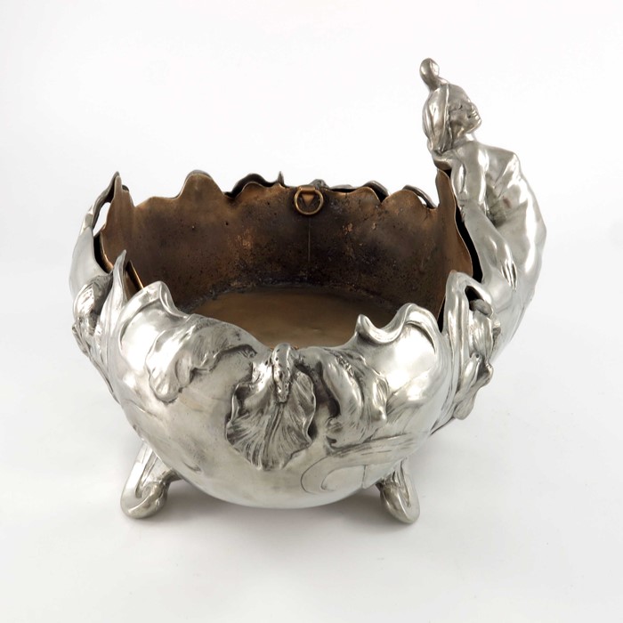Claude Bonnefond for Imperial Zinn, a Jugendstil pewter centrepiece planter - Image 4 of 6