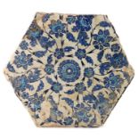 A blue and white Iznik pottery tile, Ottoman Turkey, circa 1530