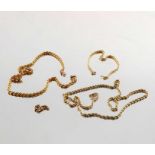 9ct gold chains including two rope-twist necklaces and a bracelet